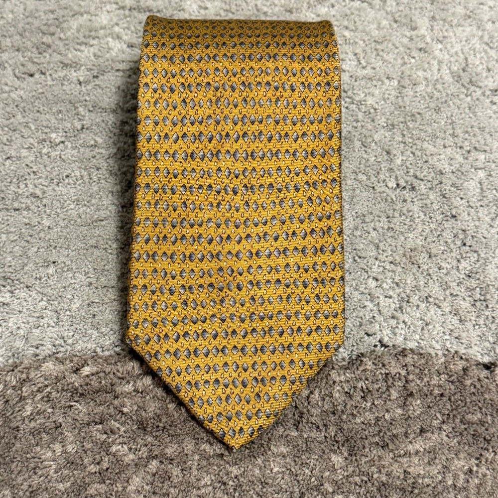 Robert Talbott Gold Geometric Silk Hand Sewn Men's‎ Neck Tie  58 X 4